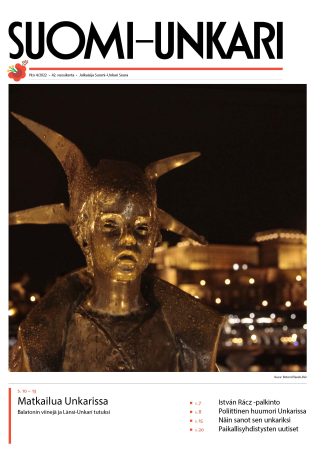 Suomi-Unkari -lehden 4/2022 kansi - kuvassa prinsessa-patsas Tonavan korsolla
